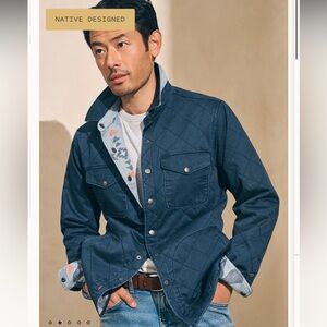 Faherty Doug Good Feather Reversible Bondi Jacket Navy Six Rivers Turquoise - L
